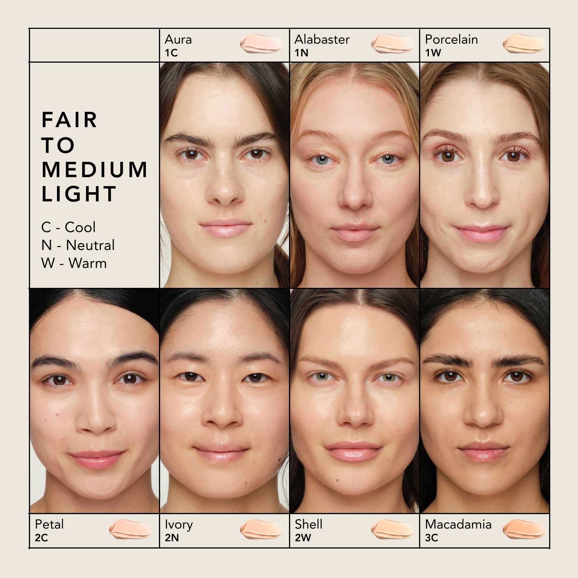 Aura, Alabaster, Porcelain, Petal, Ivory, Shell, Macadamia